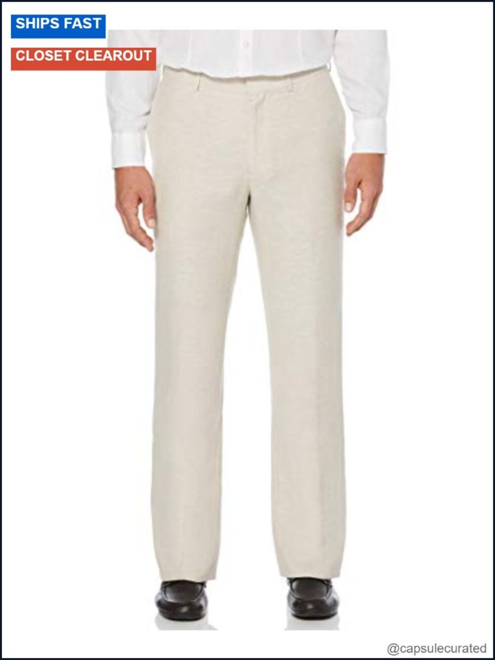Linen Blend Flat Front Dress Pants - Regular Fit